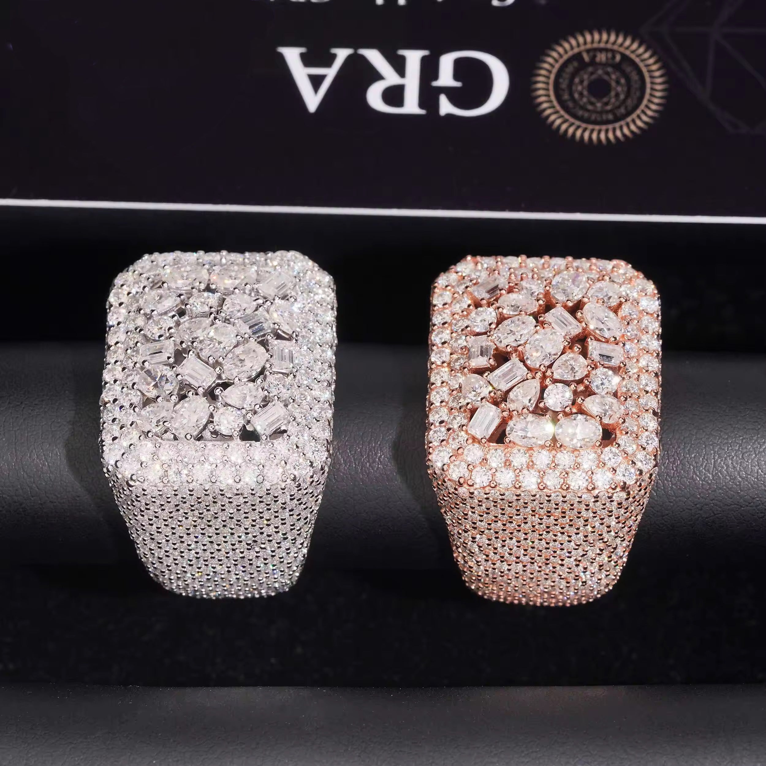 Sterling Silver Fancy Cut Moissanite Diamond Men Ring