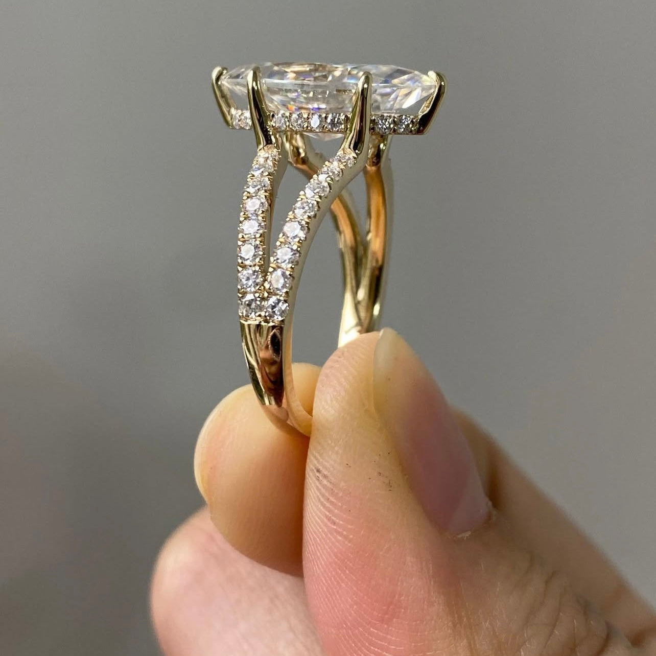 10K Yellow Gold 5Ct Marquise Cut VVS Moissanite Diamond Engagement Ring Women Jewelry