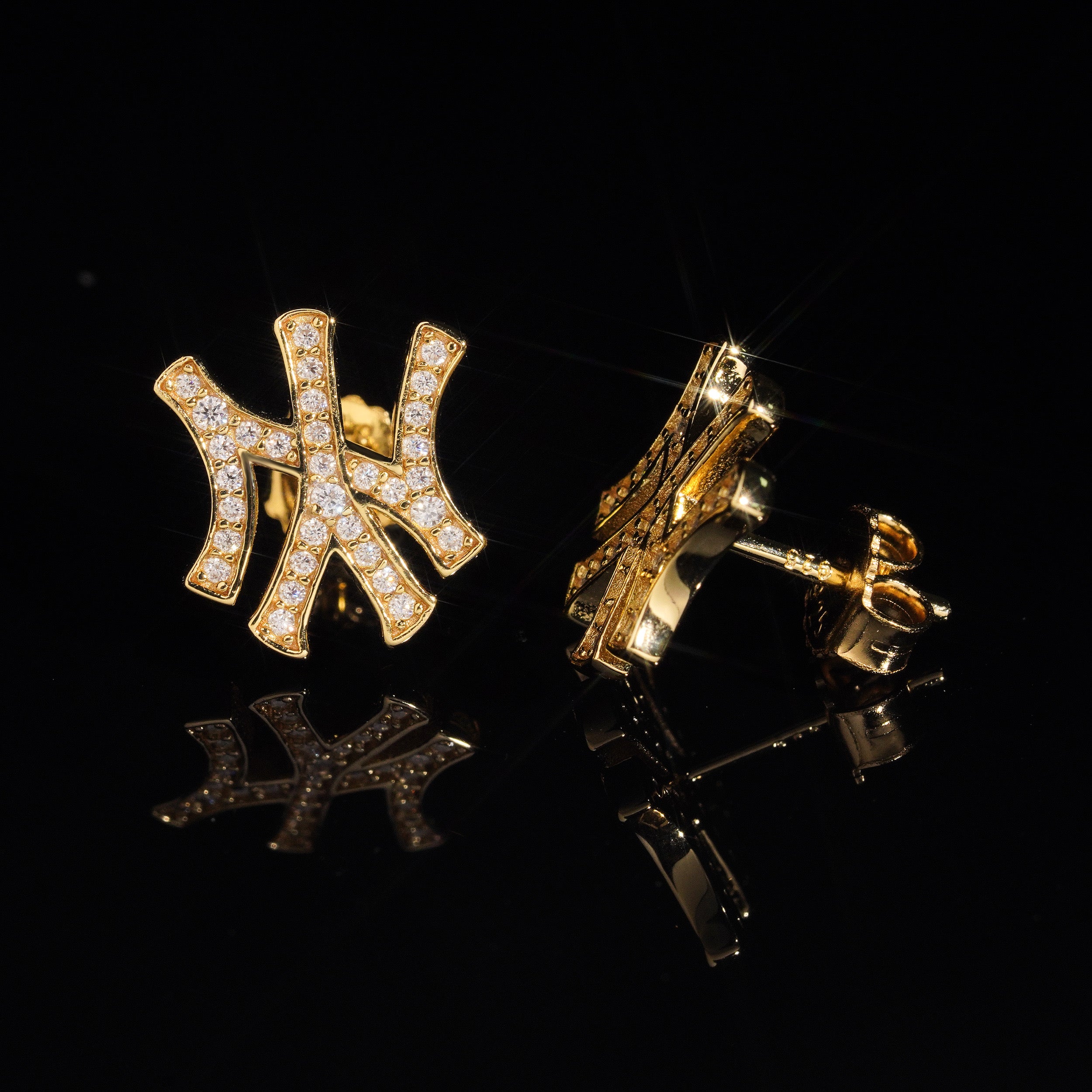 Iced Out Gold VVS Moissanite Symbol Studs