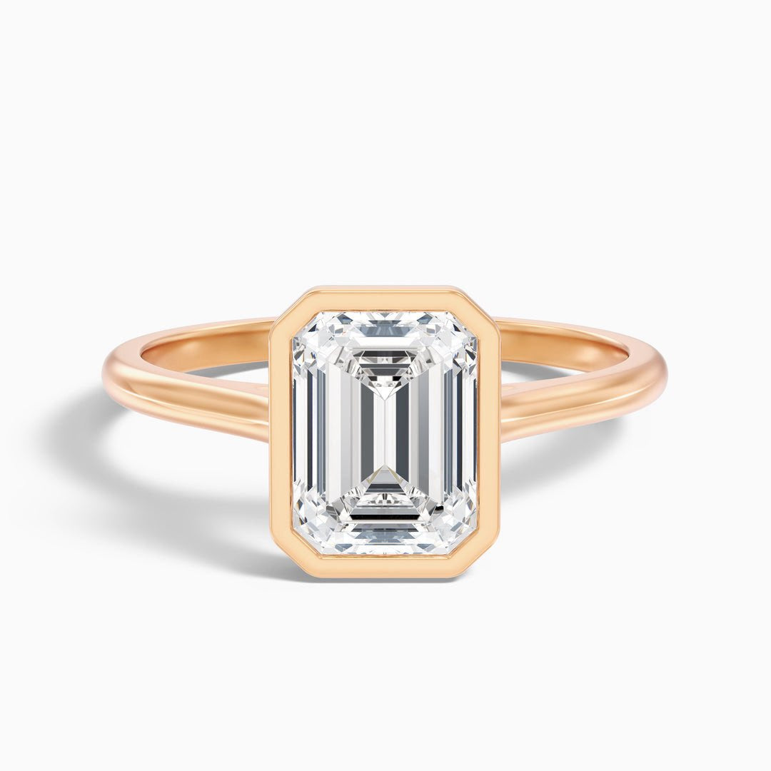 2 Carat Emerald Cut Bezel Set Lab Grown Diamond Ring in 14k Yellow Gold