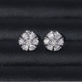 14K Solid White Gold VVS Lab Diamond Cluster Stud Earrings 10MM
