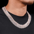 10MM 12MM Two Rows Iced Out Moissanite Diamond Cuban Link Chain Rose Gold Mix White Gold