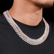 10MM 12MM Two Rows Iced Out Moissanite Diamond Cuban Link Chain Rose Gold Mix White Gold