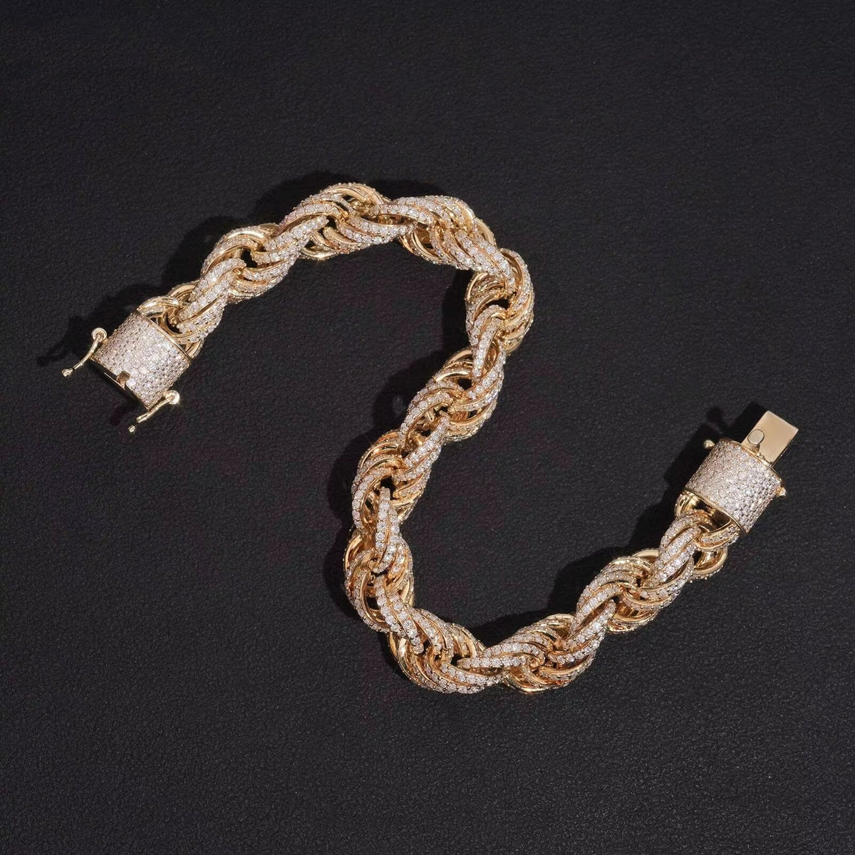 10MM Iced Out Moissanite Diamond Rope Bracelet
