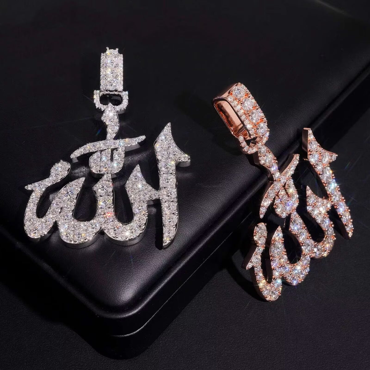 925 Silver Allah Symbol Moissanite Diamond Pendant