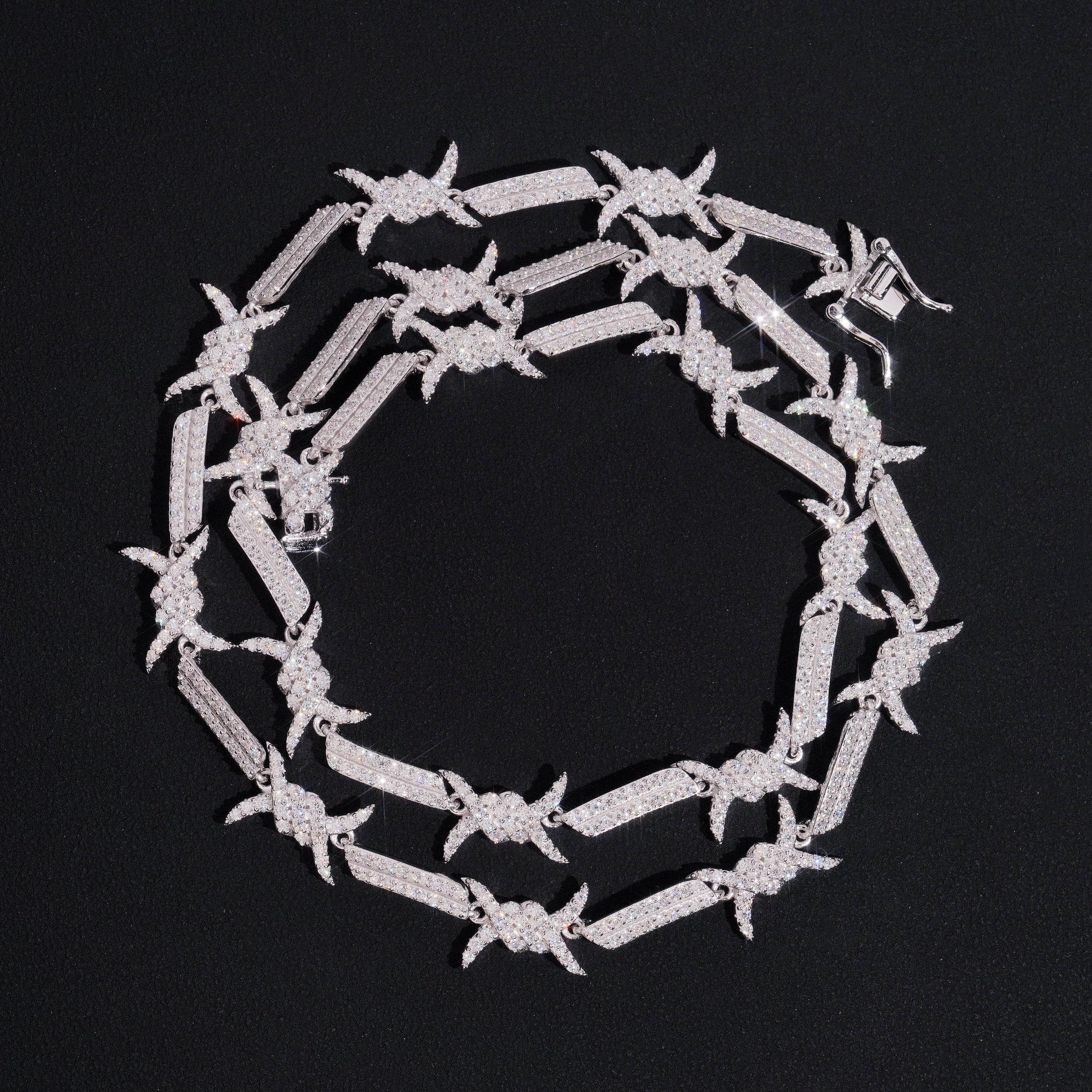 Iced Out 6MM Wire Barber Link Chain Necklace VVS Moissanite Diamond Silver 925