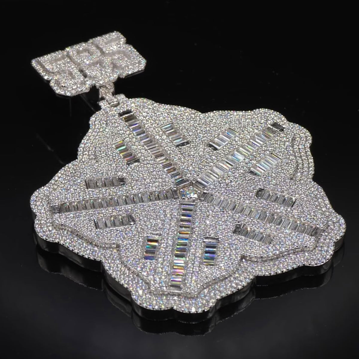 Custom Made 3inch Snowflake Iced Out Moissanite Pendant
