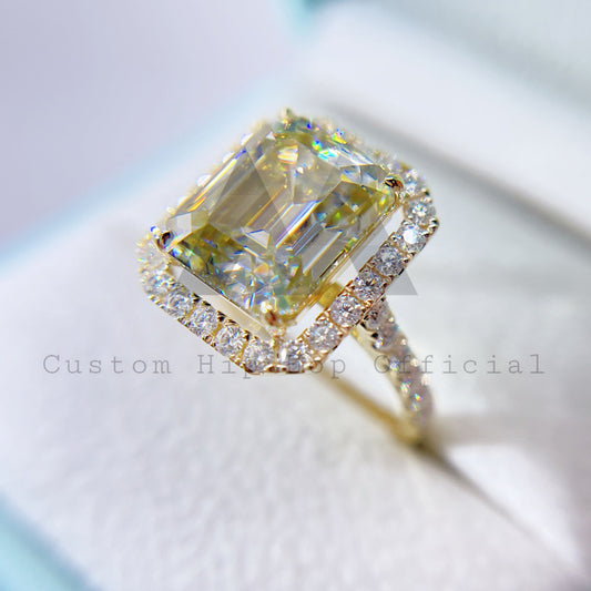 10K 14K 18K Solid Gold Yellow Moissanite Engagement Ring With Gra Certificate For Women