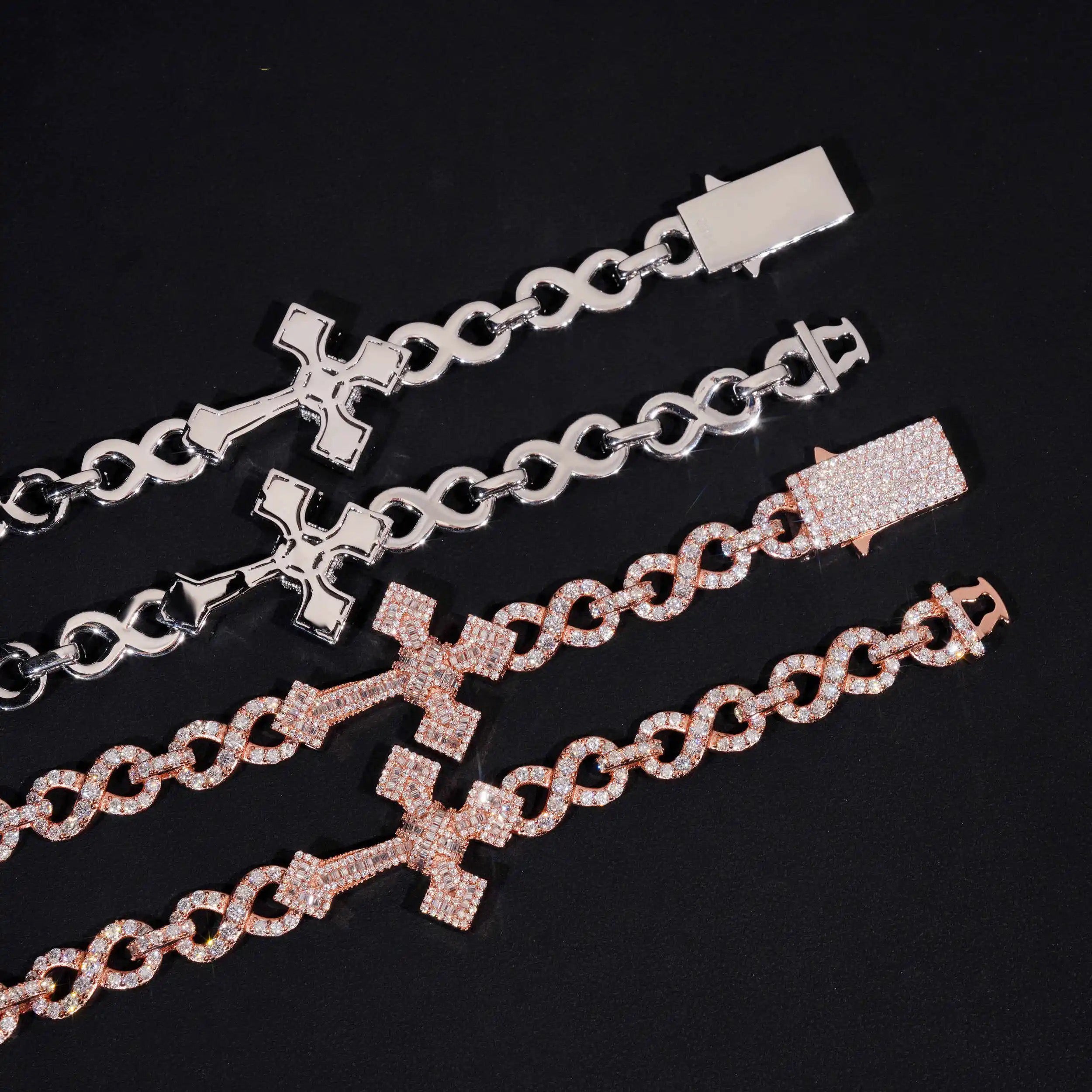 10MM Diamond Cross Infinity Link Chain 14K Gold