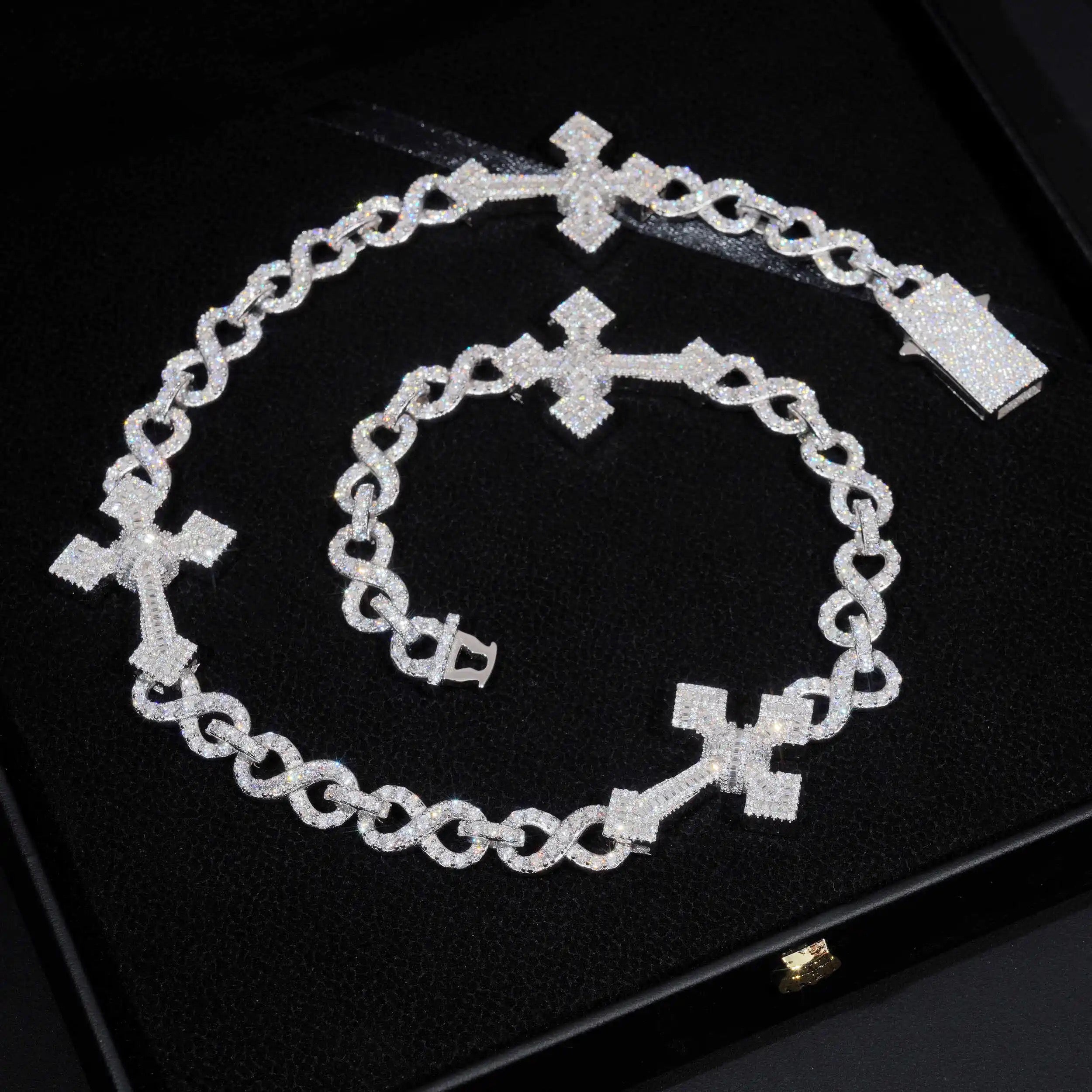 10MM Diamond Cross Infinity Link Chain 14K Gold