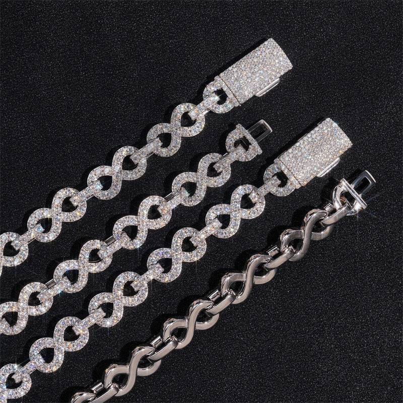 10MM Iced Out Diamond Infinity Link Chain 14K Gold