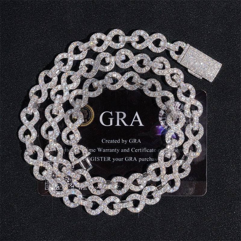 10MM Iced Out Diamond Infinity Link Chain 14K Gold