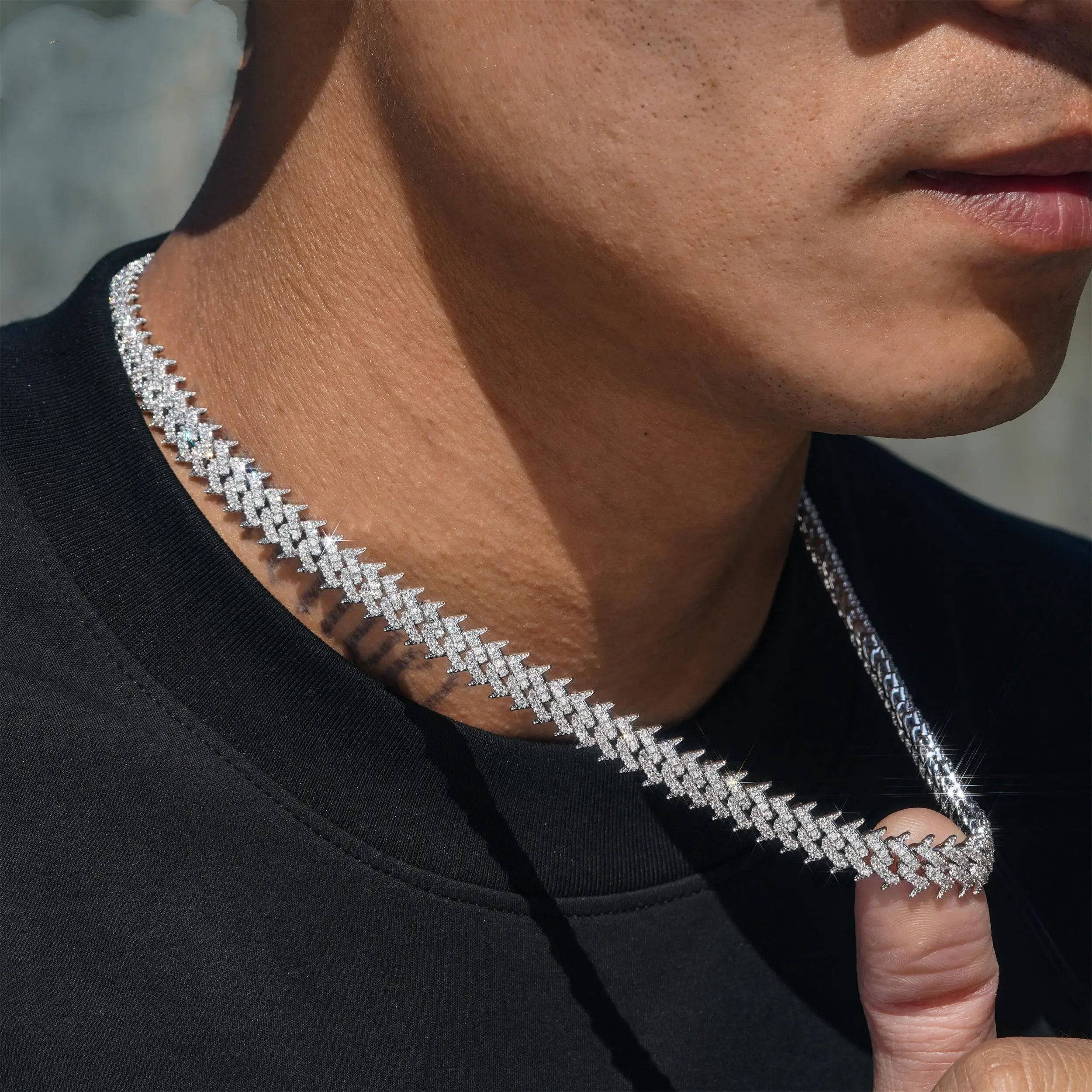 10MM Moissanite Cuban Link Chain 10K Gold