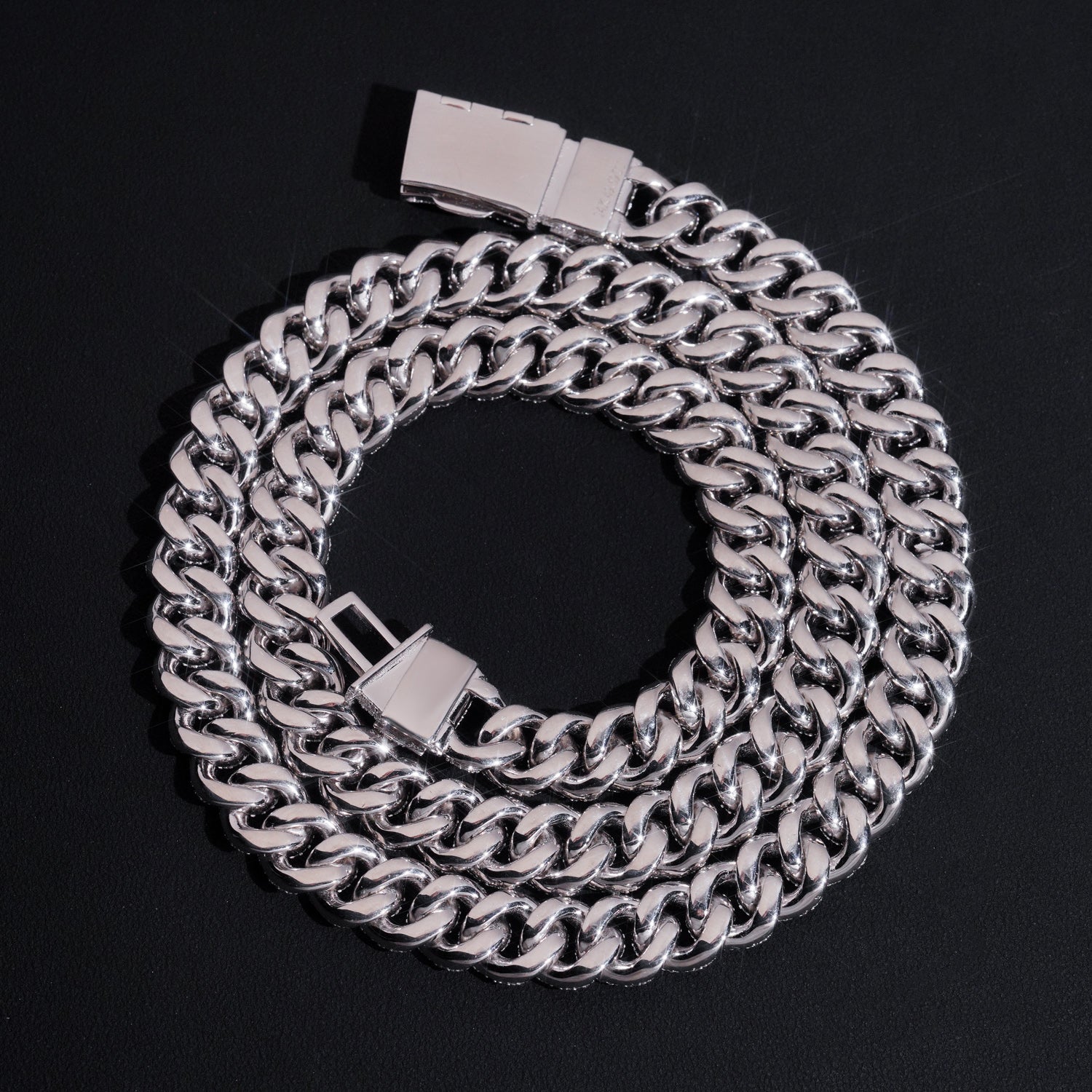 12mm Mosaic-Set Diamond Cuban Link Chain 14K Gold