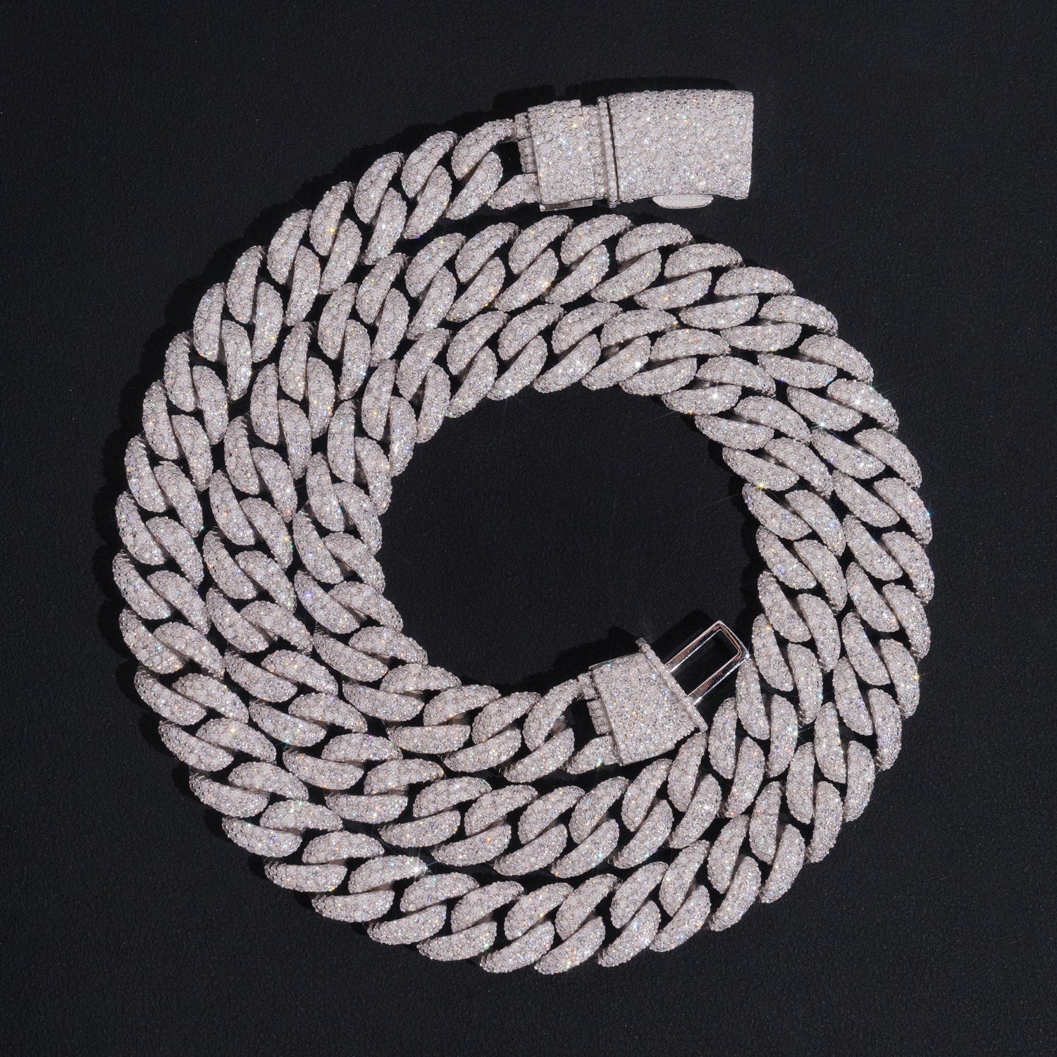 12mm Mosaic-Set Diamond Cuban Link Chain 14K Gold