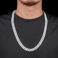 12mm Mosaic-Set Diamond Cuban Link Chain 14K Gold
