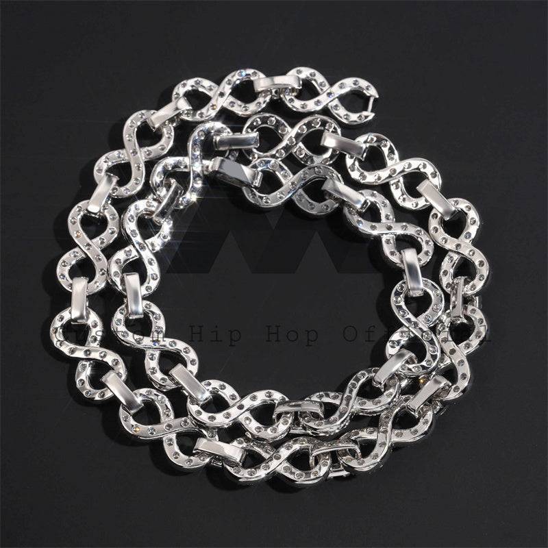 13MM Iced Out Moissanite Infinity Link Chain 10K Gold