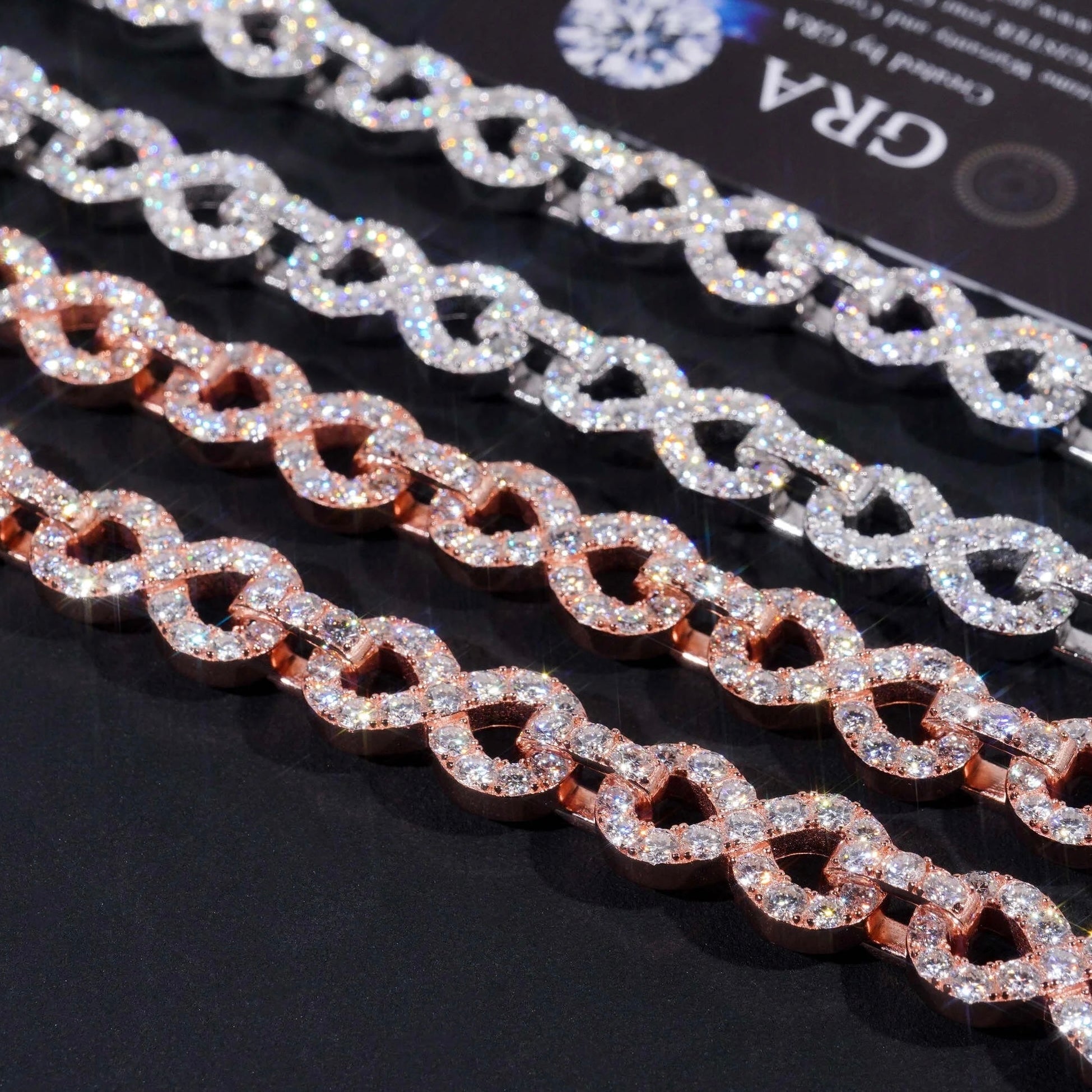 13MM Iced Out Moissanite Infinity Link Chain 10K Gold