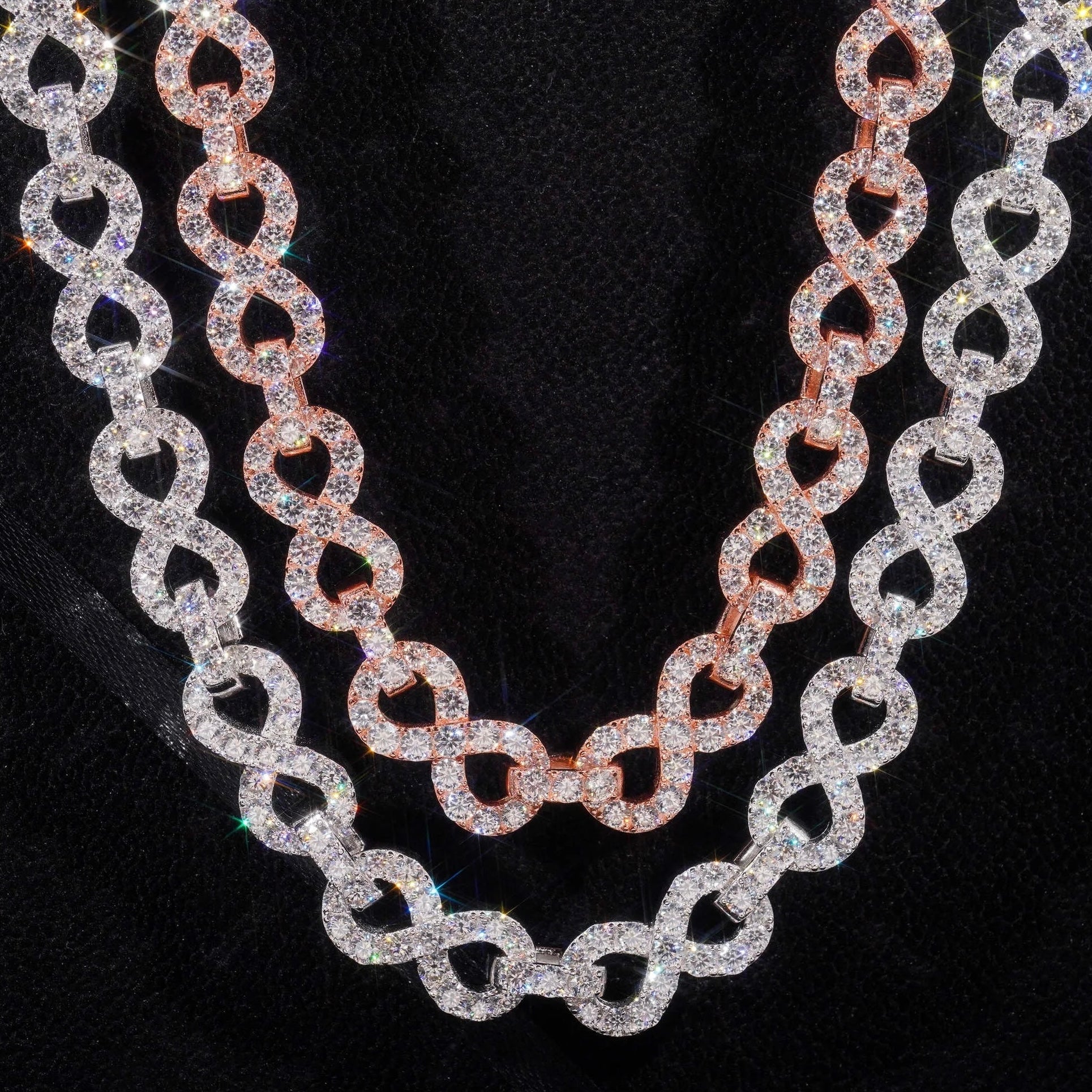 13MM Iced Out Moissanite Infinity Link Chain 10K Gold