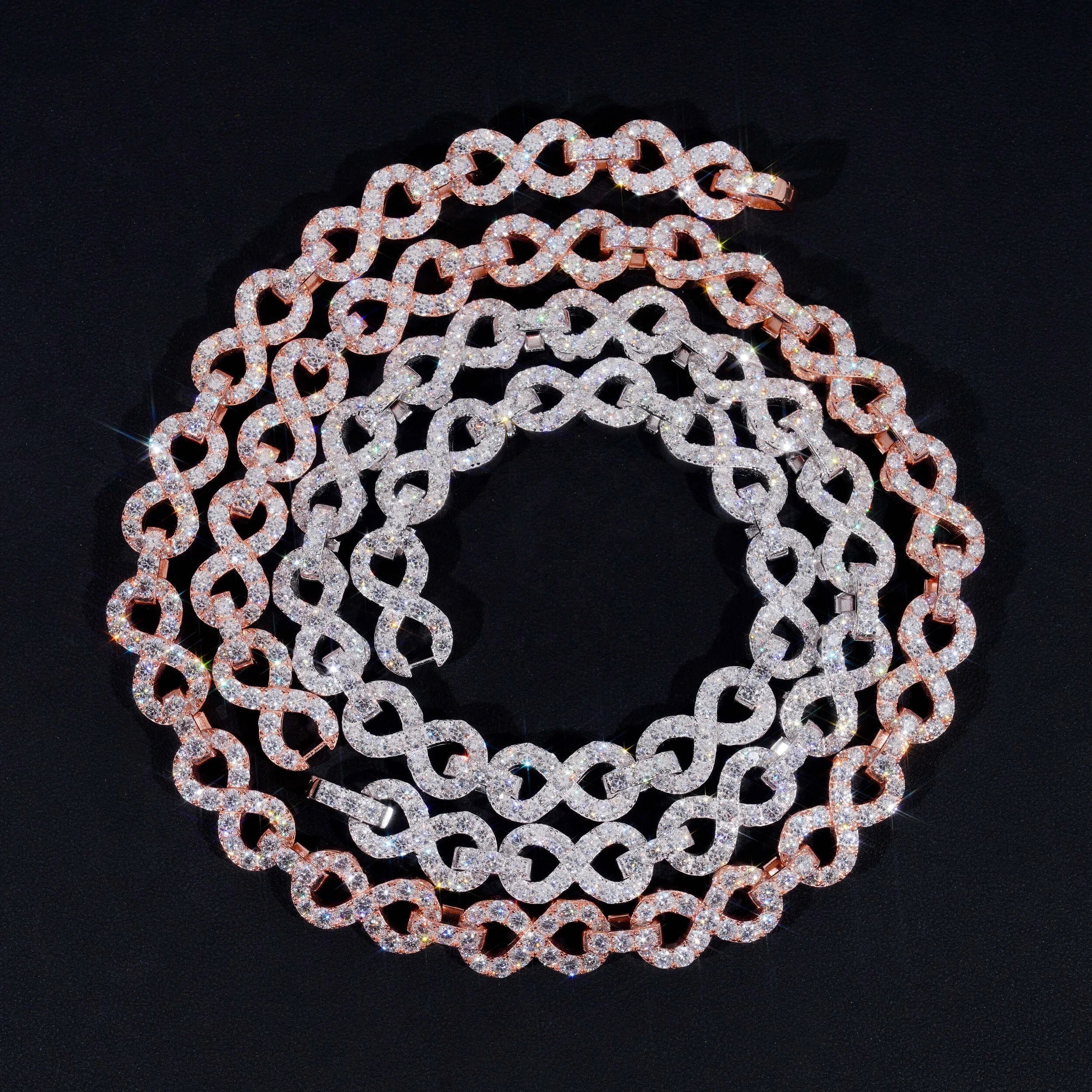 13MM Iced Out Moissanite Infinity Link Chain 10K Gold