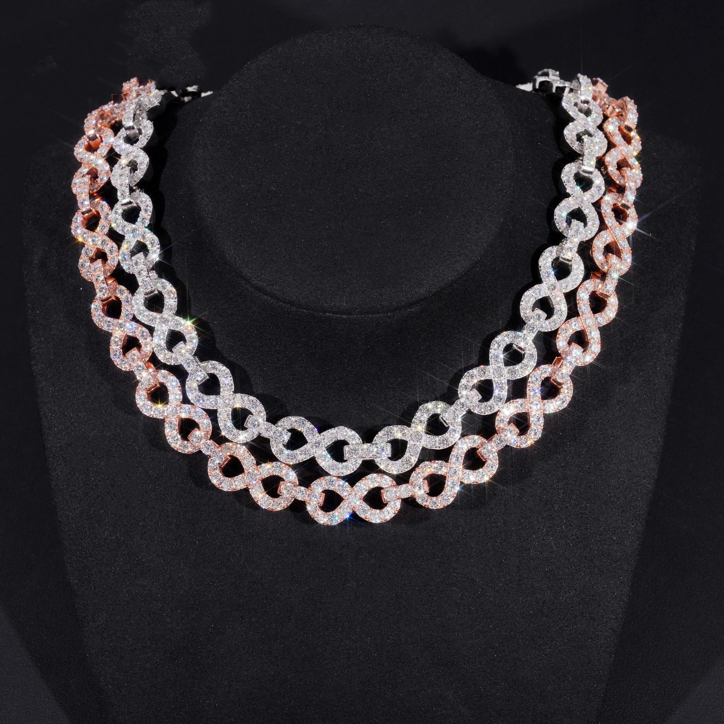 13MM Iced Out Moissanite Infinity Link Chain 10K Gold