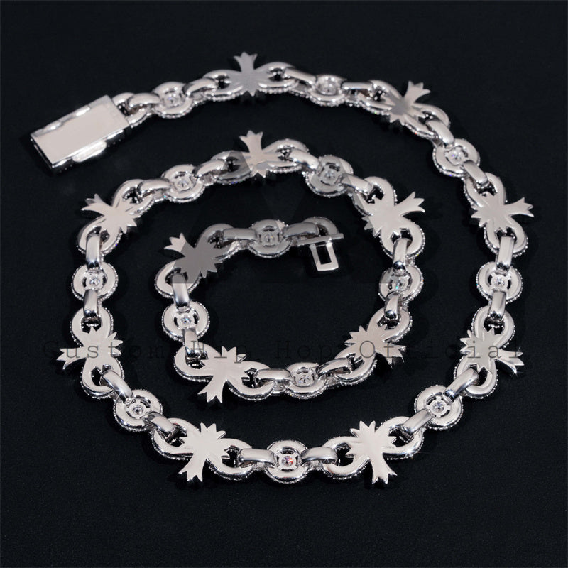 13MM Moissanite Infinity Cross Link Chain 10K Gold