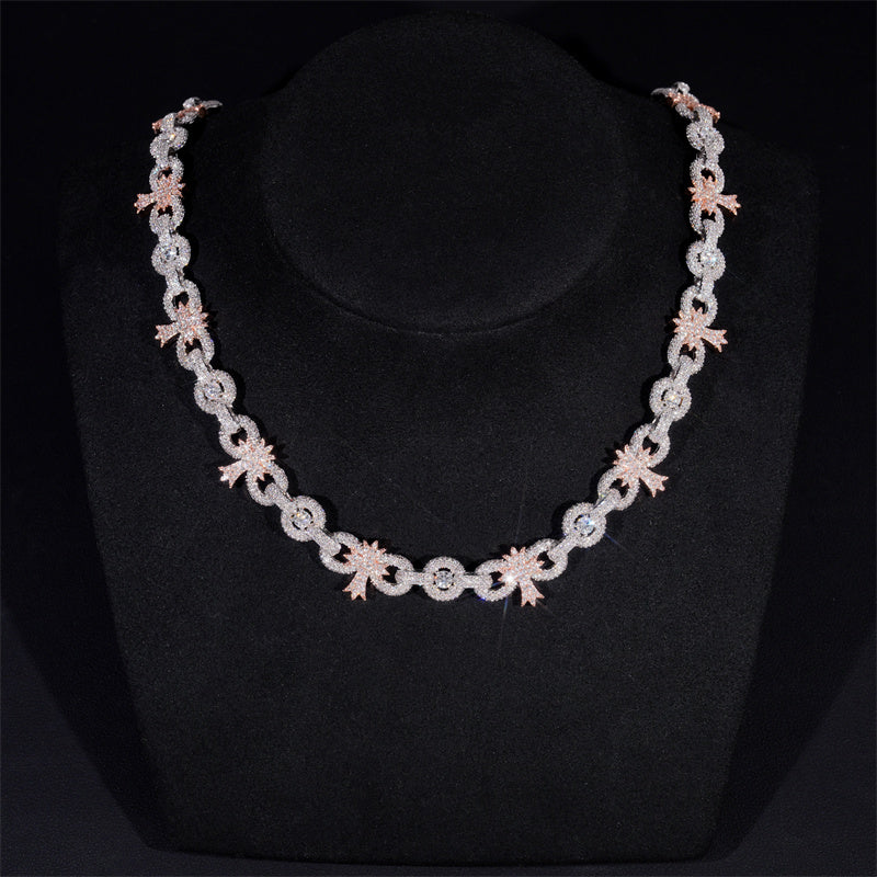 13MM Moissanite Infinity Cross Link Chain 14K Gold