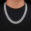 14mm Mosaic-Set diamond Cuban Link Chain 14K Gold