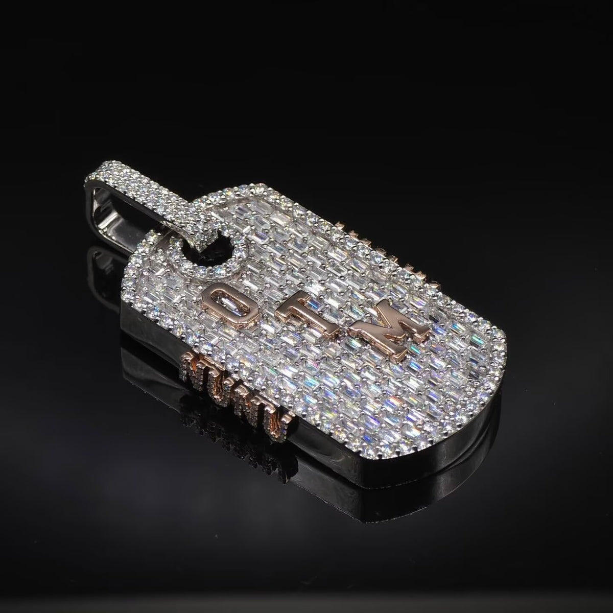 Custom Made Moissanite Dogtag Pendant With Initial Inside