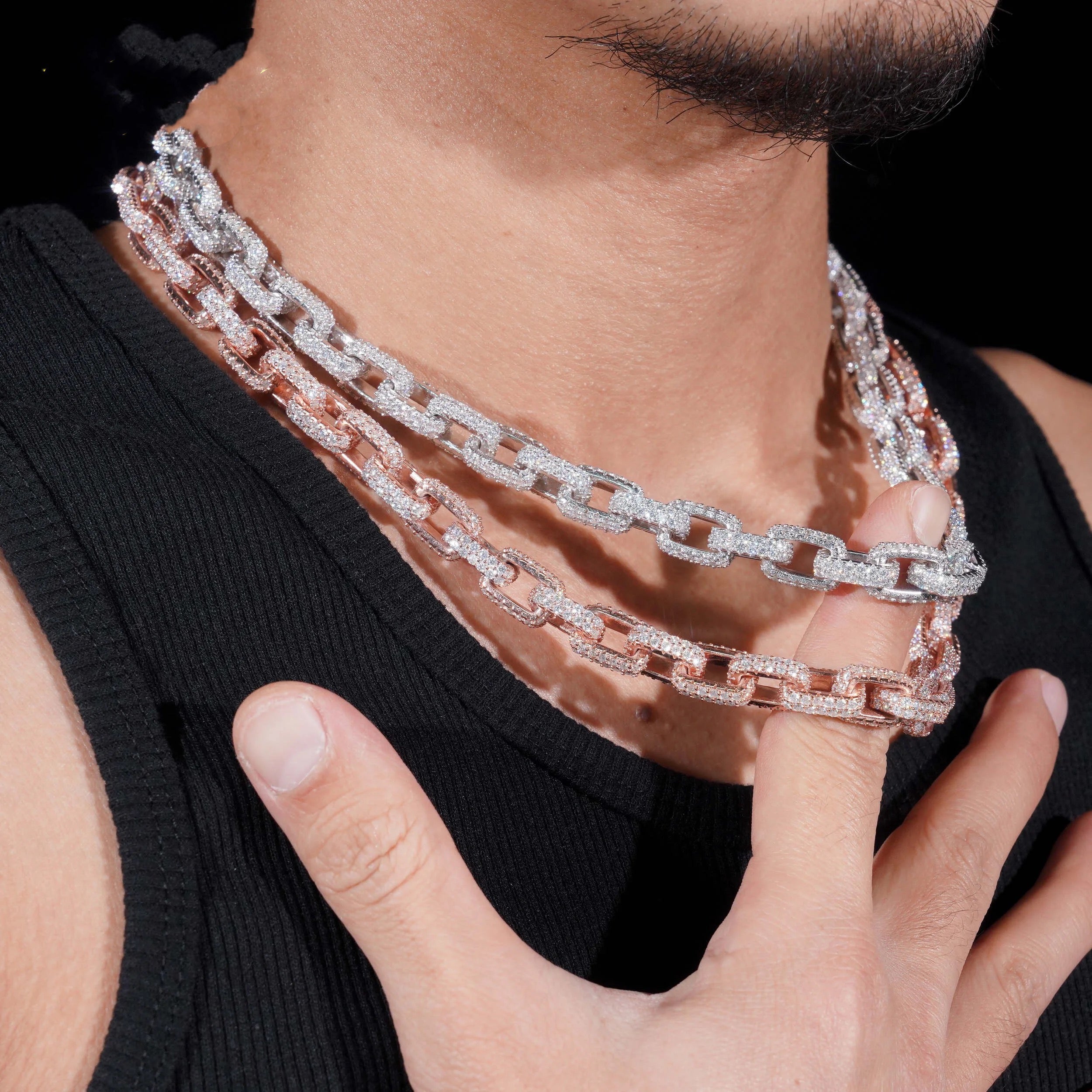 8MM Box Link Hermes Chain VVS Moissanite Hip Hop Jewelry For Men Solid Silver