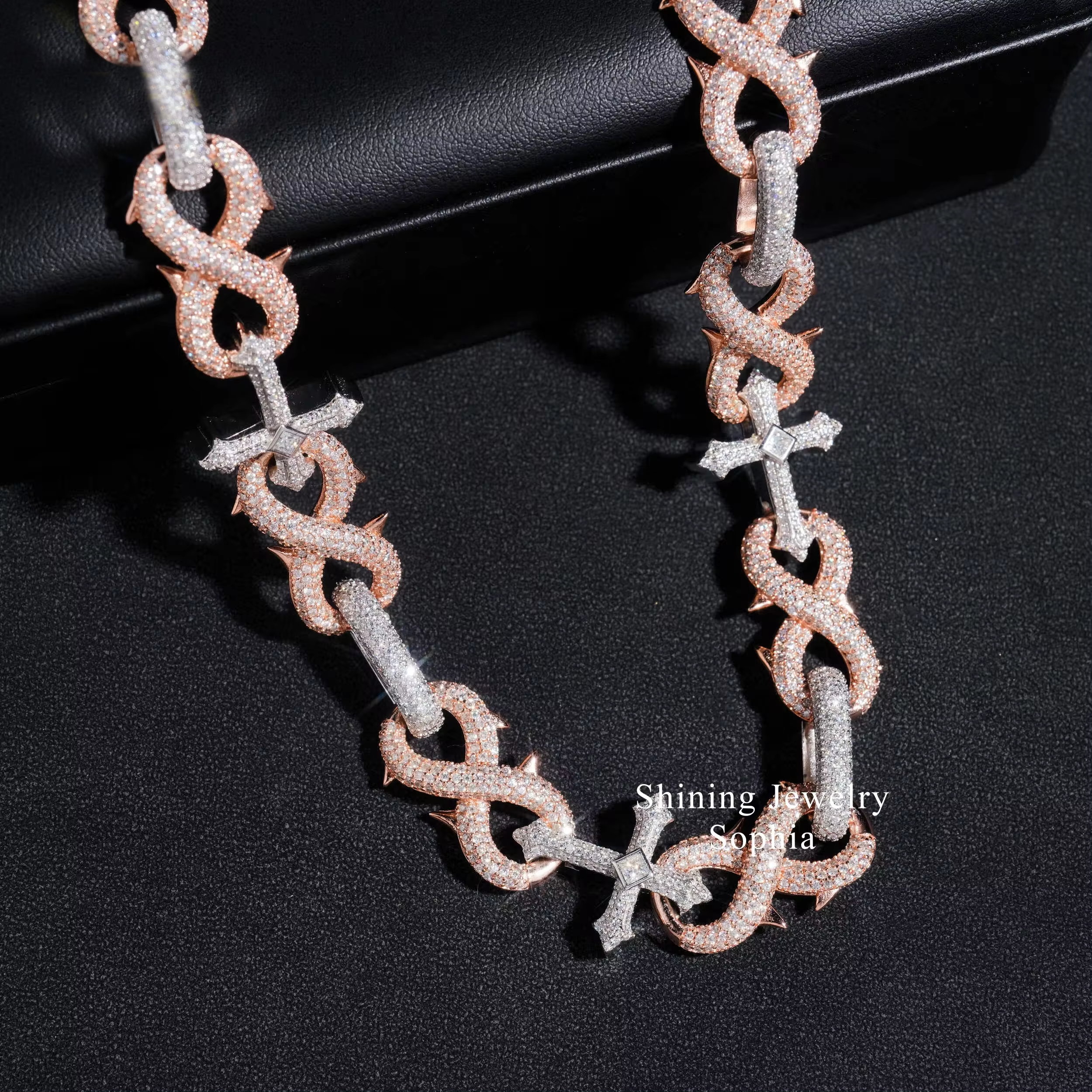15MM Moissanite Infinity Link Chain 14K Gold
