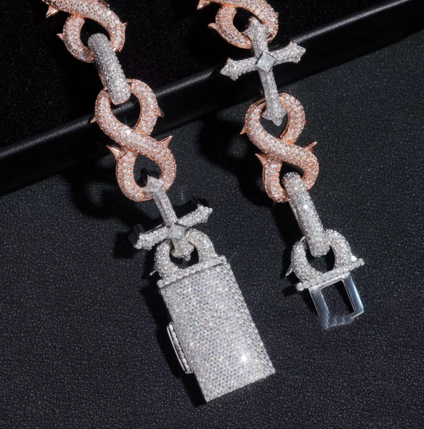 15MM Moissanite Infinity Link Chain 14K Gold