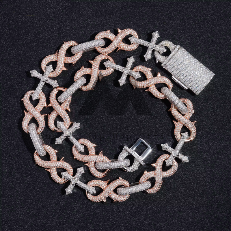 15MM Moissanite Infinity Link Chain 14K Gold