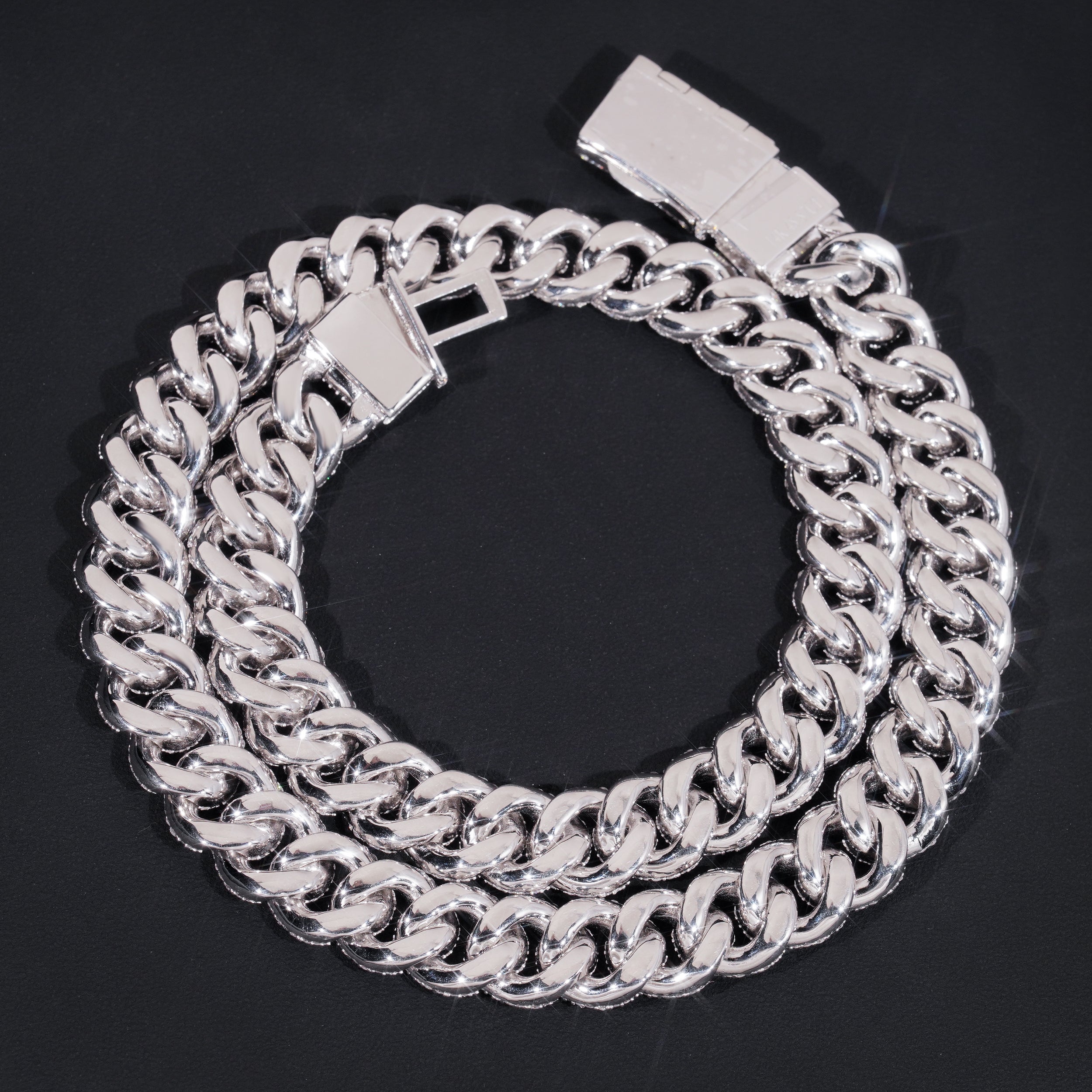 15mm Mosaic-Set Diamond Cuban Link Chain 14K Gold