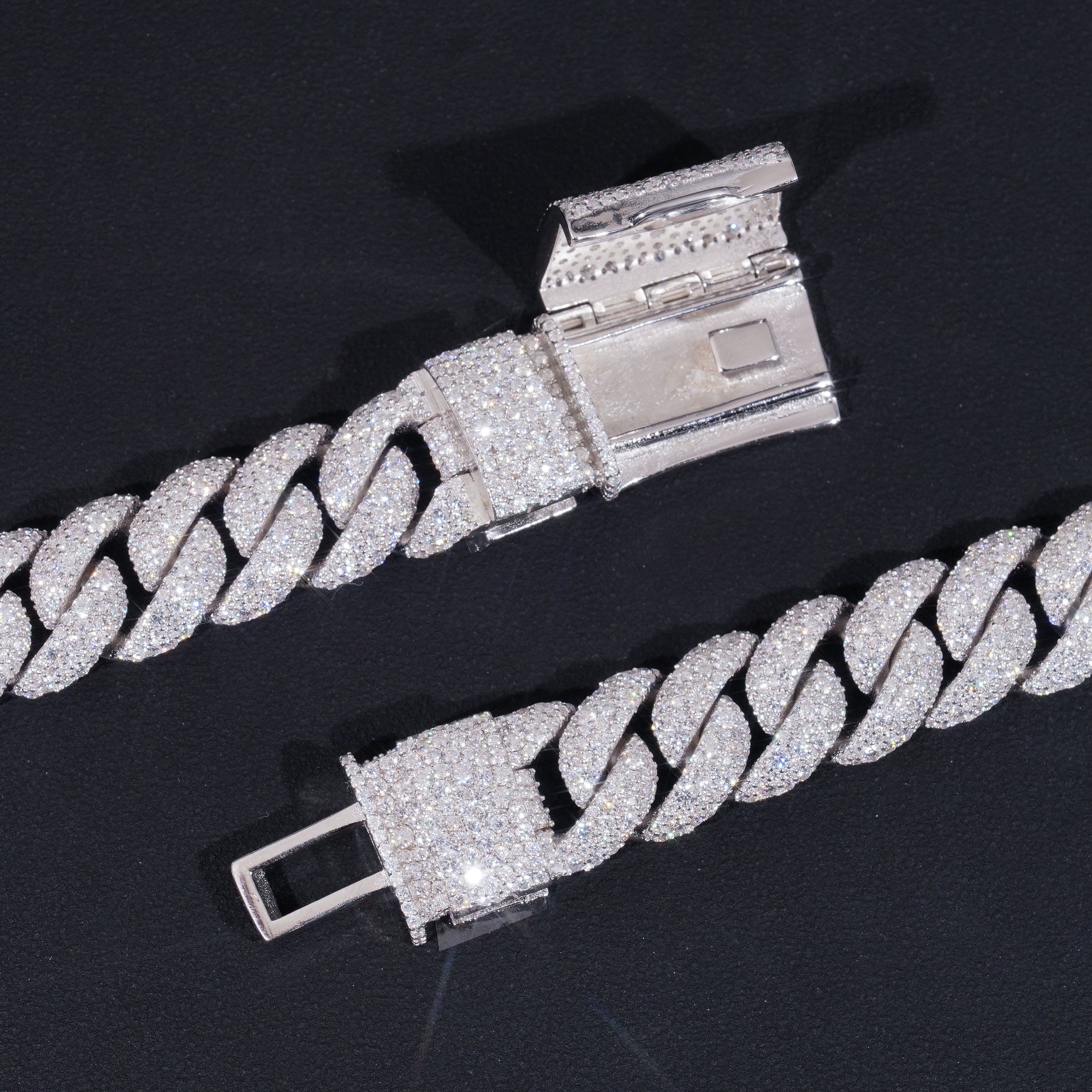 15mm Mosaic-Set Diamond Cuban Link Chain 14K Gold