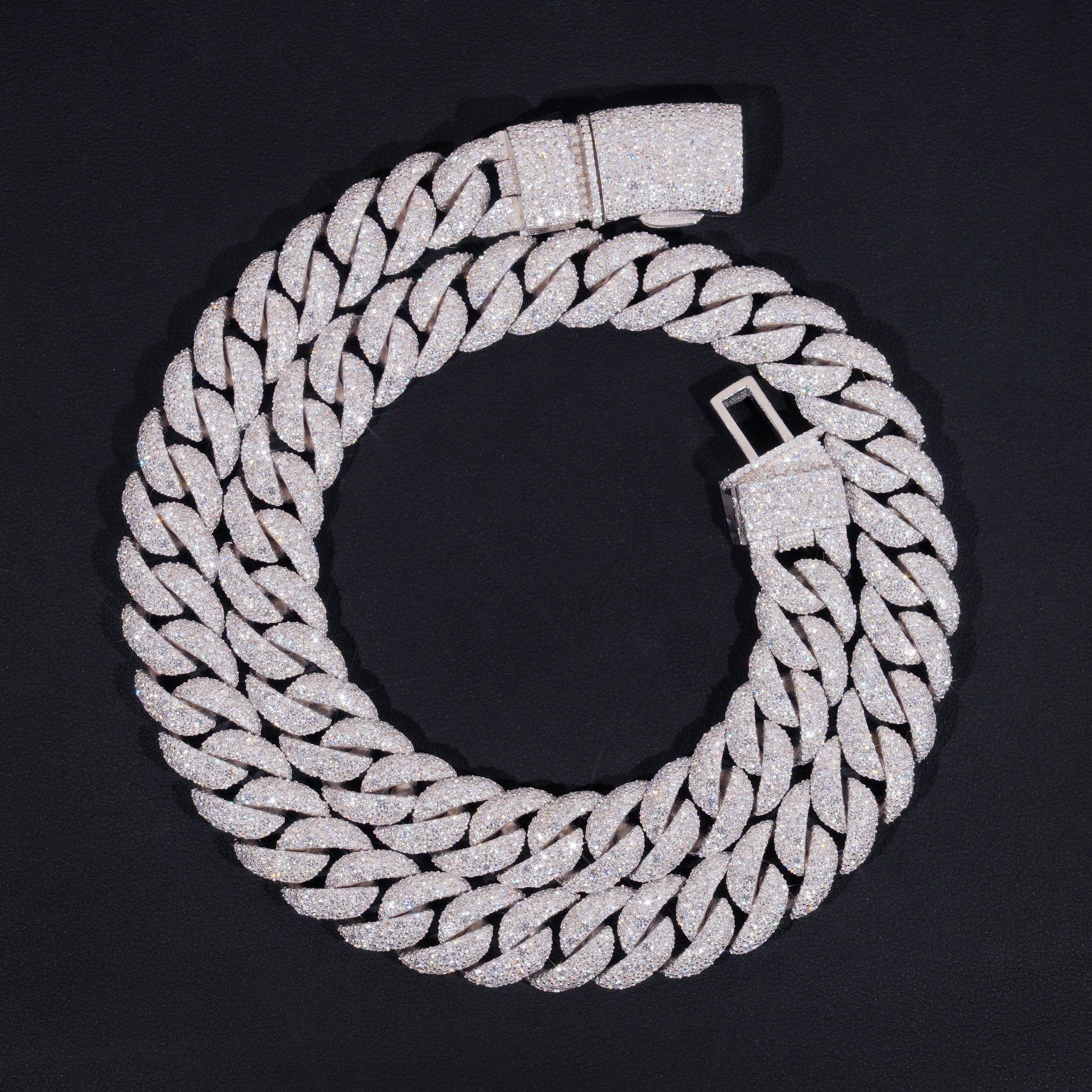 15mm Mosaic-Set Diamond Cuban Link Chain 14K Gold