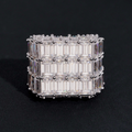 Bageutte Cut VVS Moissanite Diamond Men Ring 925 Silver