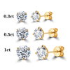 10K Solid Gold 4MM 5MM 6.5MM Lab Grown Diamond Studs