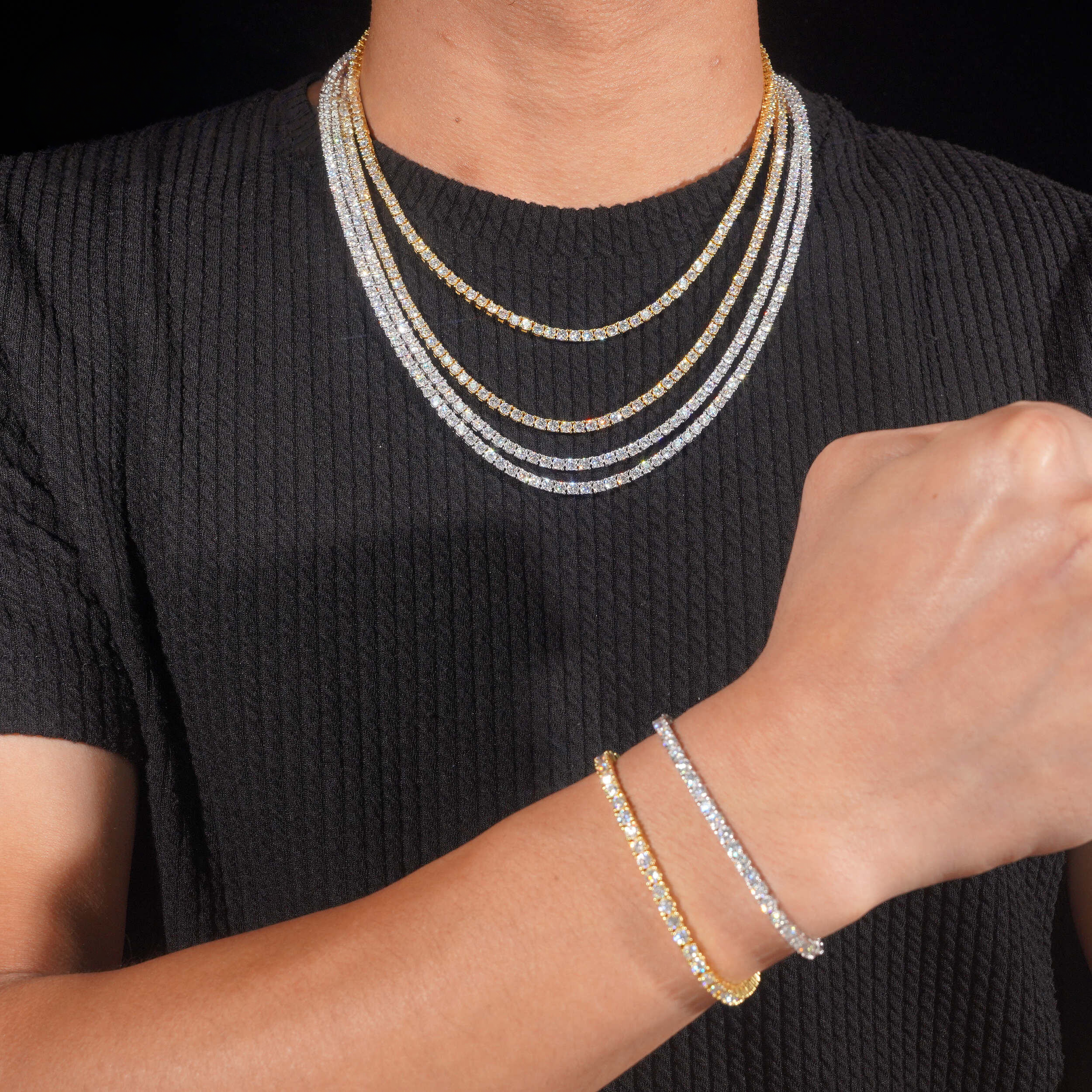 925 Sterling Silver 3mm Lab Grown Diamond Tennis Chain Necklace