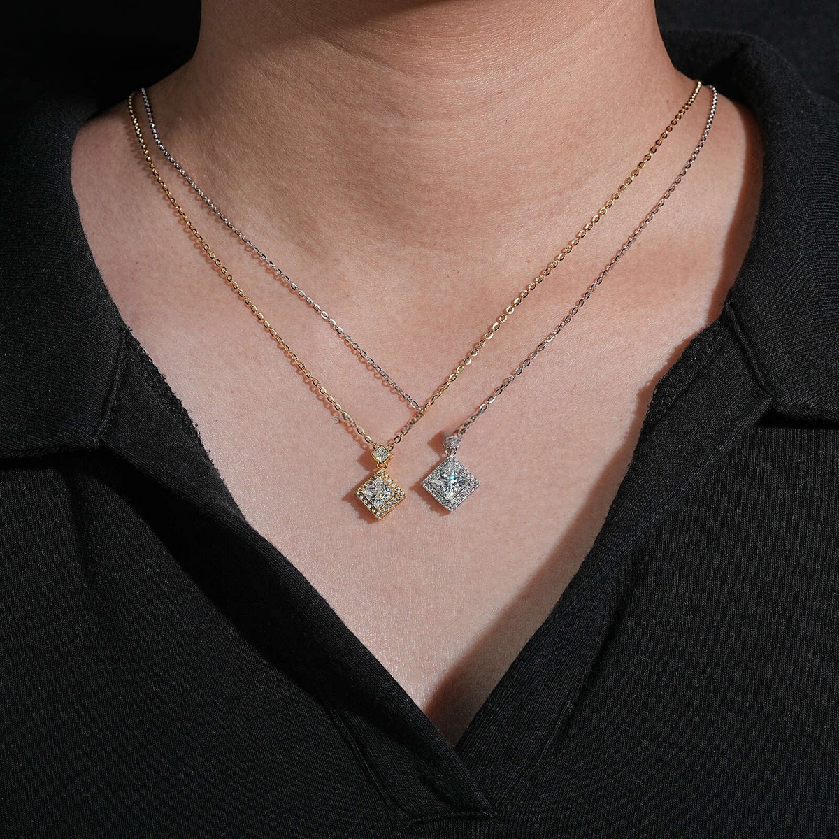 Princess Cut Moissanite Women Necklace 925 Silver
