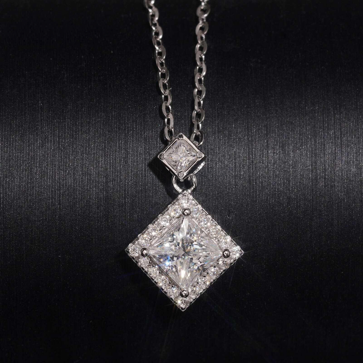 Princess Cut Moissanite Women Necklace 925 Silver