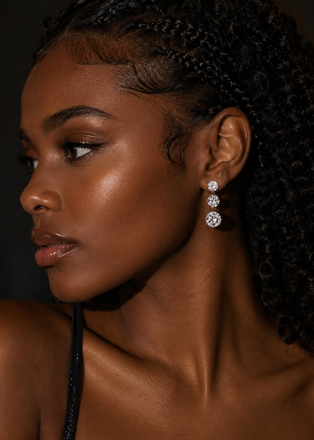 Luxury 10K White Gold Gradiant Size CVD Diamond Stud Earrings