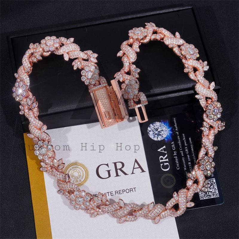 18MM Diamond Flower Infinity Link Chain 10K Gold
