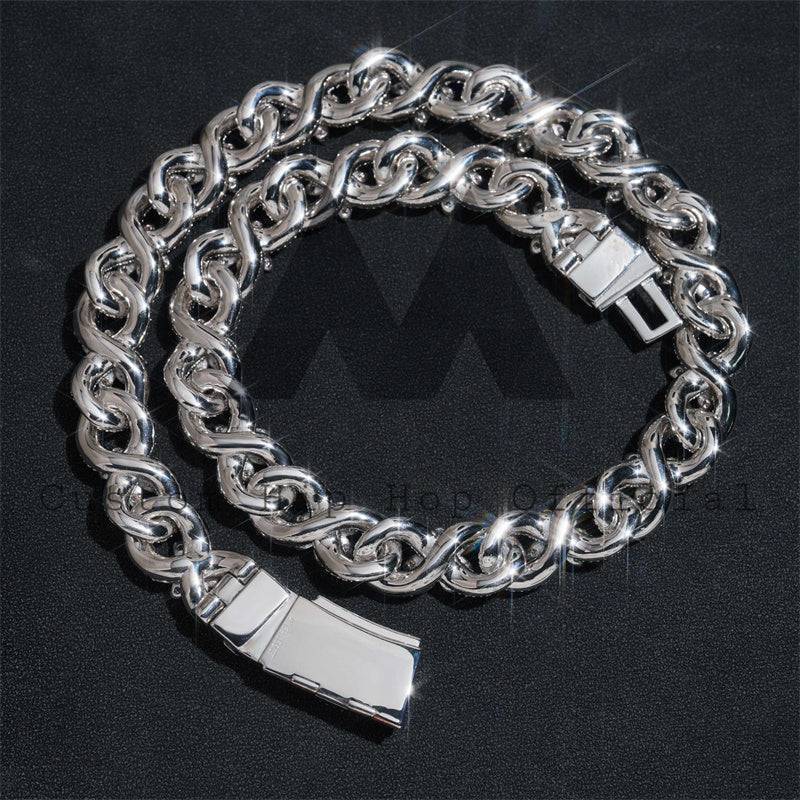 18MM Diamond Flower Infinity Link Chain 14K Gold