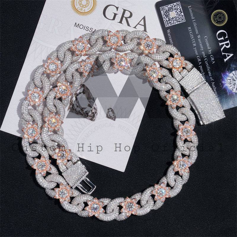 18MM Diamond Flower Infinity Link Chain 14K Gold