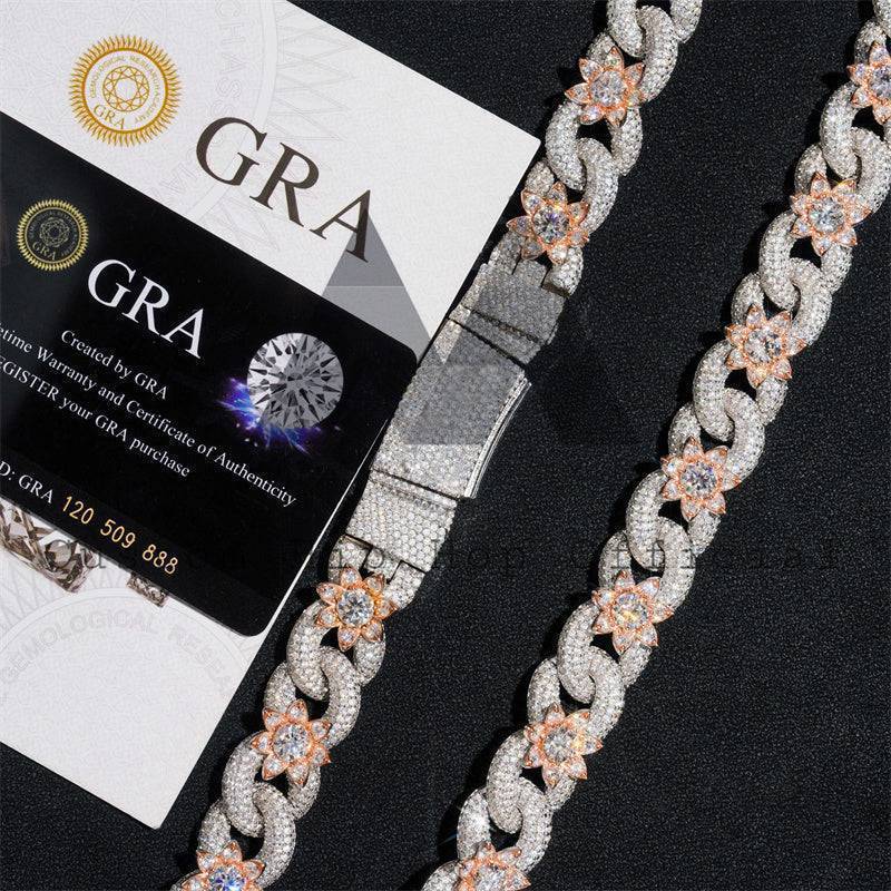 18MM Diamond Flower Infinity Link Chain 14K Gold