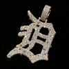 2Inch Tall Rose Gold Letter Pendant B Moissanite Diamond Upside Down Inverted Setting