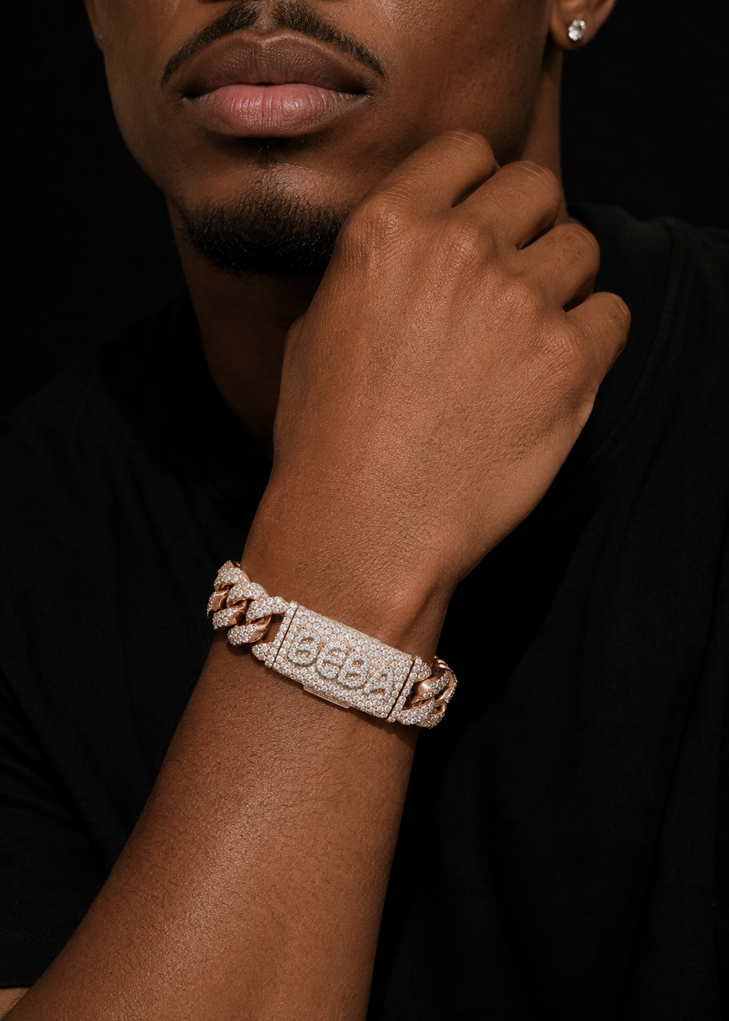Sterling Silver Lab Diamond 10MM Cuban Link Bracelet With Name Clasp