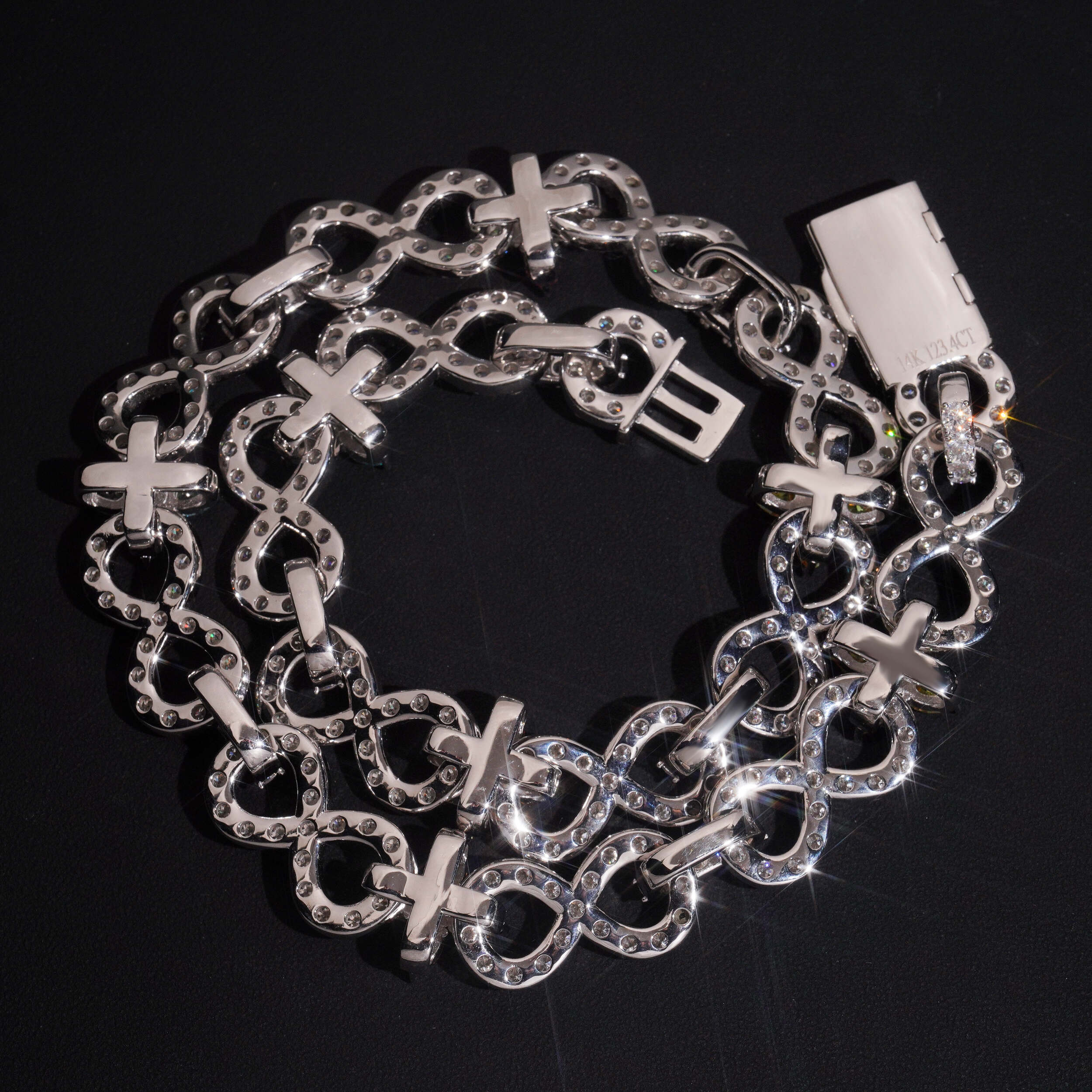 20MM Moissanite Flower Infinity Link Chain 14K Gold
