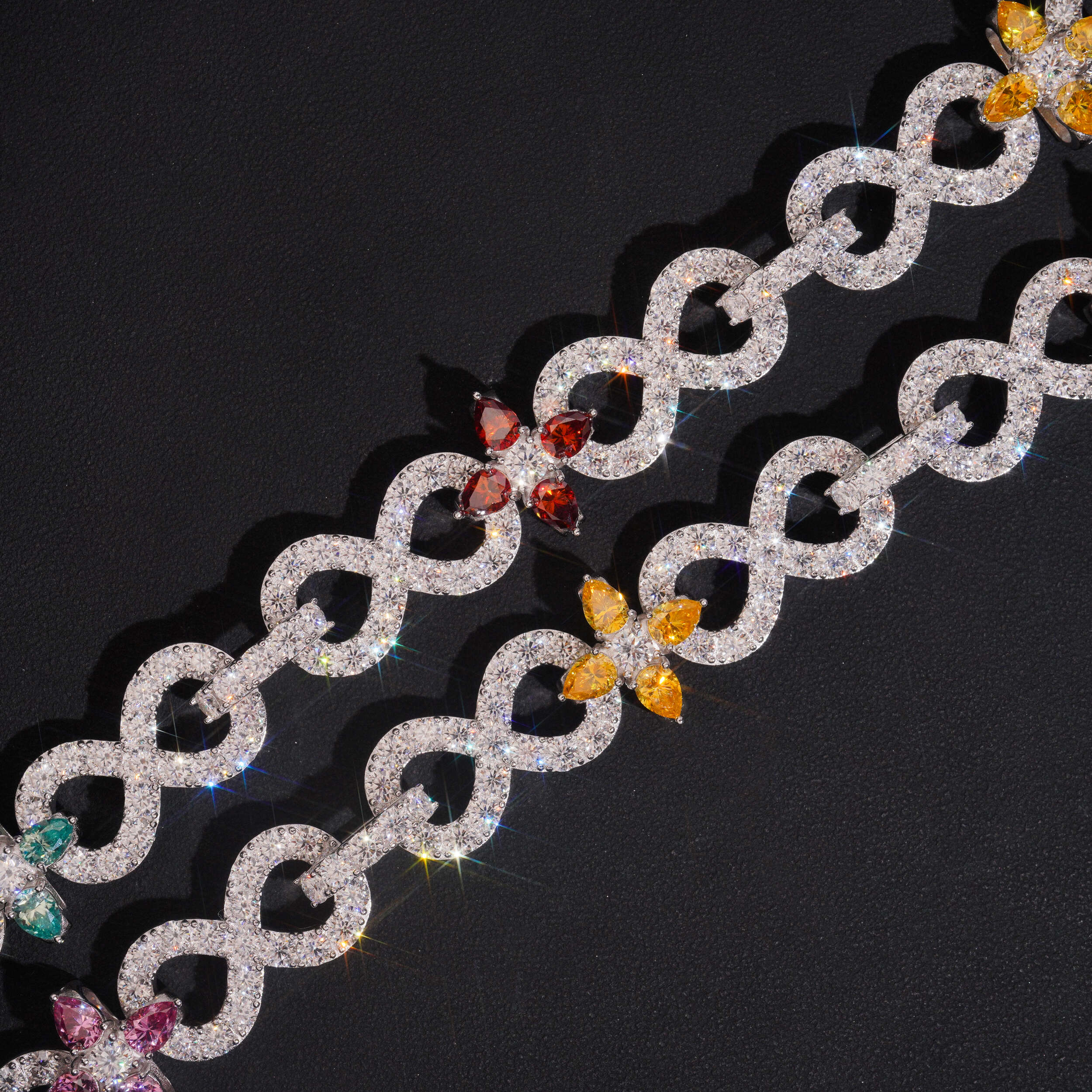 20MM Moissanite Flower Infinity Link Chain 14K Gold